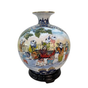 Bình hút tài lộc Bát Tràng Bách Nhi Bách Phúc vẽ vàng 30cm