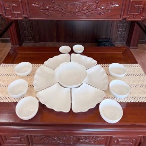 Bộ bát đĩa mâm cúng gia tiên men trắng 55cm