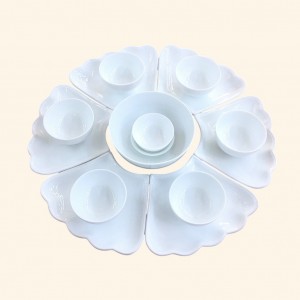 Bộ bát đĩa mâm cúng gia tiên men trắng 45cm