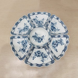 Bộ bát đĩa thờ cúng men trắng vẽ Hoa Sen cỡ to 7 chi tiết