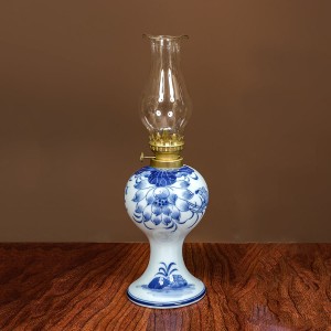 Đèn dầu thờ men xanh ngọc Lộc Phát hoa sen tròn to