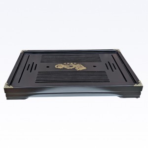 FREESHIP Khay trà tre giả gỗ bịt đồng đen 50cm