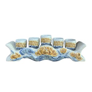 Kỷ chén 5 ngai men rạn nổi Hoa sen cao cấp Trường Xuân