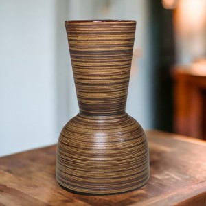 Lọ hoa mộc nâu Bát Tràng trang trí decor dáng lục bình 30cm