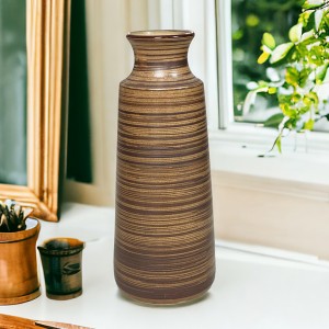 Lọ hoa mộc nâu Bát Tràng trang trí decor dáng ống loe 30cm