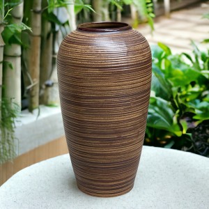 Lọ hoa mộc nâu Bát Tràng trang trí decor dáng vò cao 29cm