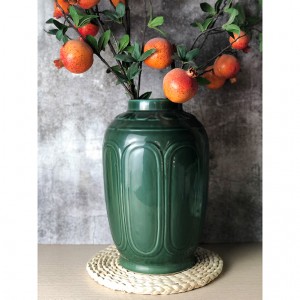 Lọ hoa trang trí dáng bổ ô hỏa biến xanh ngọc