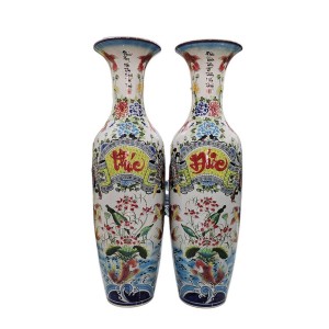 Lọ lộc bình Bát Tràng men màu Phúc Đức 1m6
