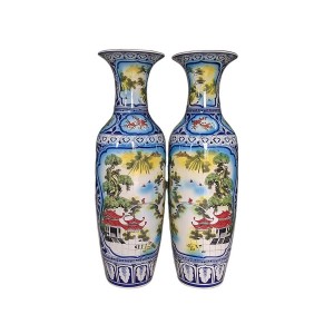 Lọ lộc bình Bát Tràng men màu Sơn Thủy 1m4