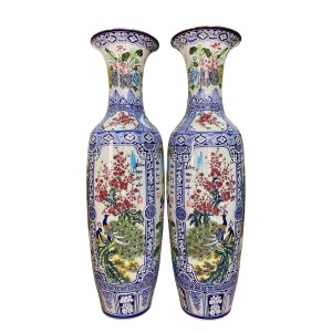 Lọ lộc bình Bát Tràng men màu Tứ quý vẽ kỹ 1m4