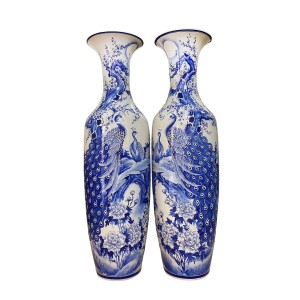 Lọ lục bình Bát Tràng men lam Công Danh Phú Quý 1m6