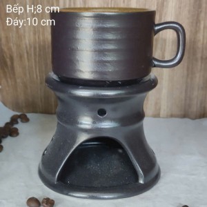 Ly tách hâm nóng cafe gốm sứ men nâu 150ml