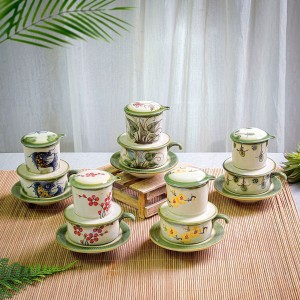 Phin pha cafe Bát Tràng vẽ tay hoa đào (hoa văn ngẫu nhiên)