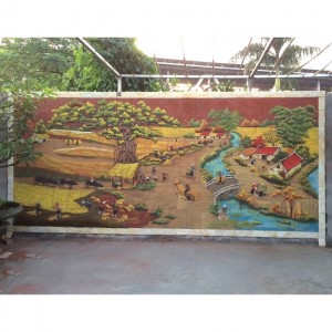 Tranh gốm ốp tường cảnh đồng quê