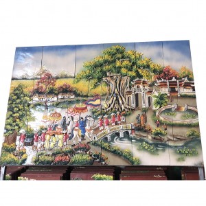 Tranh gốm sứ ốp tường cảnh Vinh quy bái tổ