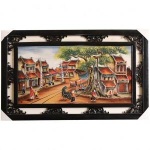 Tranh sứ Bát Tràng vẽ cảnh phố cổ Hà Nội 95x55cm