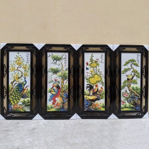 Tranh tứ quý đắp nổi khung gỗ thông 100x50cm