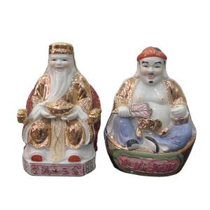 Tượng Thần Tài Thổ Địa trắng vàng kim cao 18cm