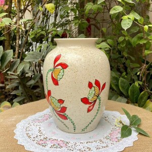 Bình hoa Bát Tràng trang trí decor vò nhỏ hoa sen men tiêu